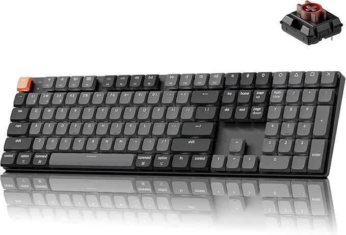 Keychron K5 Version 2 Wireless Bluetooth 5.2 Mechanical Keyboard, Low Profile Milk POM Switch Full-Size 100% Layout QMK Programmable, White Backlit with Shine-Through Keycaps for Mac Windows Linux