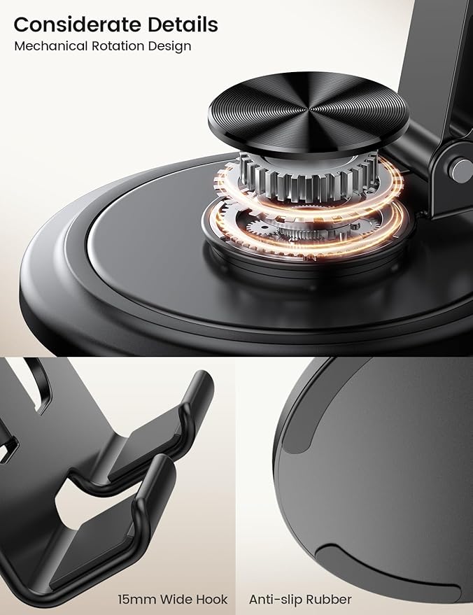 Lamicall Laptop Stand for Desk with 360 Rotating Base + Sturdy Adjustable Phone Stand for Desk