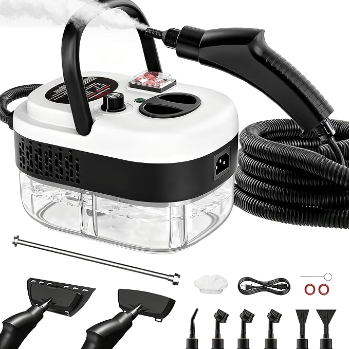 Handheld Steam Cleaner –13pcs Accessories, 1200ml Tank,6-Level Adjustable and 15s Heat-Up Portable Multi-Purpose Steamer for Home,Sofa,Car Floor,Window