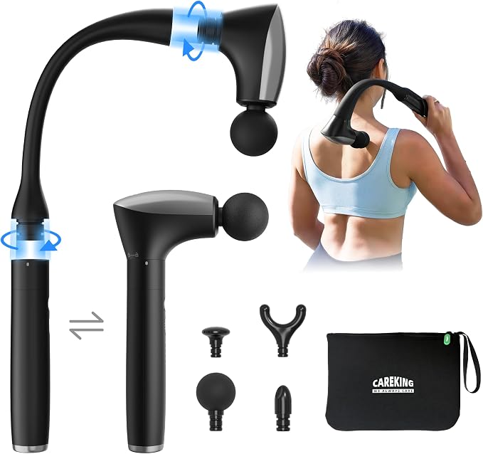2-in-1 Detachable Muscle Massage Gun Deep Tissue with 20'' Extension Handle, Back and Neck Massager for Pain Relief, Handheld Massager for Shoulder Lower Back Leg Waist, FSA-HSA Eligible