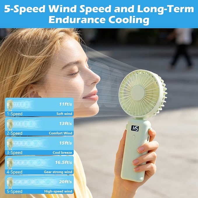 VZZNN 12 Pack Mini Portable Handheld Fan Bulk Small Cooling Fans High 5-Speed Rechargeable Fan For Travel, Office, Eyelash Drying, Lightweight, For Beach, Camping, Indoor Outdoor Use (4 Colors