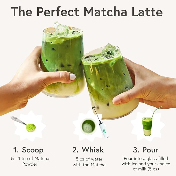 MatchaBar Electric Milk Frother Hand Blender - Stainless Steel Electric Matcha Whisk, Handheld Drink Mixer for Coffee, Greens & Protein - Easy to Clean USB Rechargeable High-Speed Immersion Blender