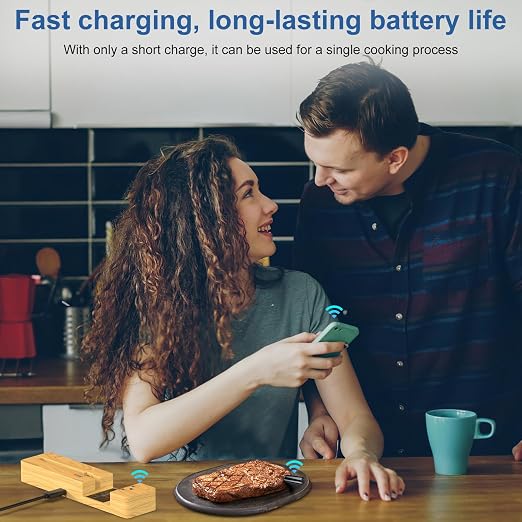 Wireless Meat Thermometer Bluetooth with Ceramic Probe: Waterproof Digital Oven Food Thermometer for Grill Fryer BBQ, 600Ft Range & Smart App for iOS/Android/air, Cooking for Outdoor,Home, Apartment