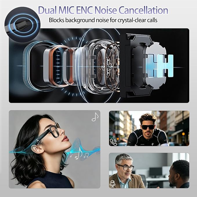 AI Smart Glasses with Camera 8MP HD Camera Glasses for Men Women 1080P Video Recording Sunglasses Real-time Translation, Open-Ear Audio for Travel, Meetings & Vlogging