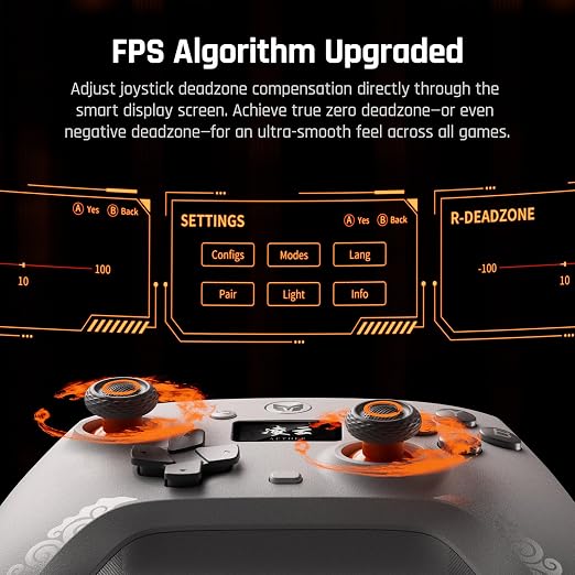 BIGBIG WON Wireless Gaming Controller with LCD Display – Hall Effect Joystick & Triggers, 1000Hz Polling Rate, PC/Switch/Android/iOS Compatible, Dual Back Buttons, Turbo, HD Rumble, Wired/Bluetooth/2.4G AETHER Wireless Gamepad