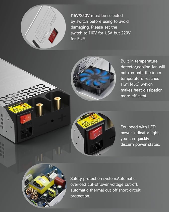 ALITOVE 12V Power Supply 83A 1000W 110V to 12V AC to DC Converter SMPS with Car Cigarette Lighter Adapter Switching Transformer for RV Pump LED Strip CCTV Car Vacuum Stereo Disel Heater