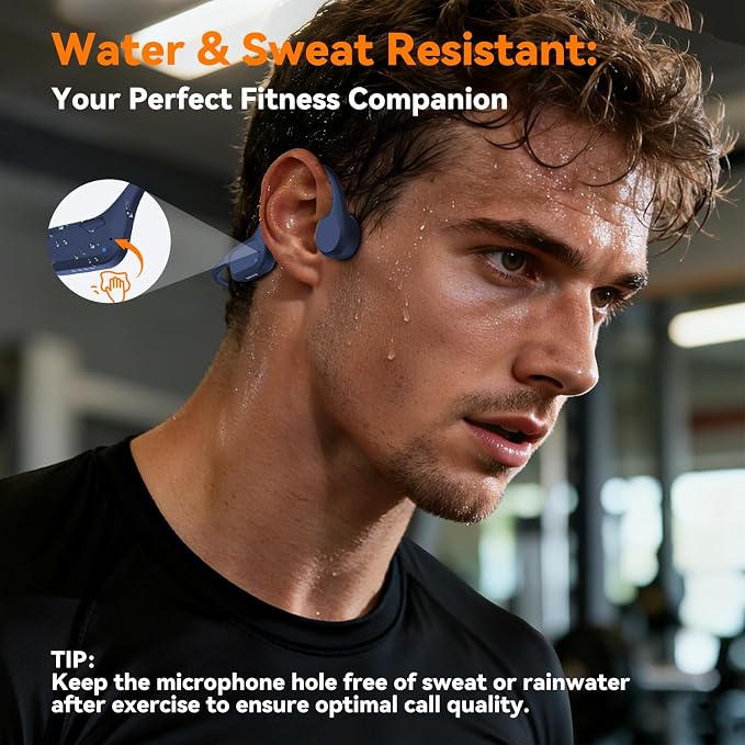 IP68 Waterproof Swimming Headphones, Bone Conduction Bluetooth 6.0 Headphones, Built-in 32GB MP3 Player, Soft Lightweight Open-Ear Design for Swimming Marathons Showers Cycling(Indigo
