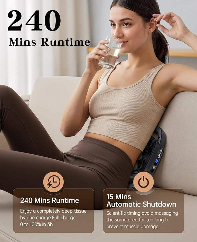 16 Head Massage Gun Deep Tissue, Back Massager for Athletes for Pain Relief, Multi Head Massage Gun with 3 Modes & 30 Intensities Silent Gifts for Men Women