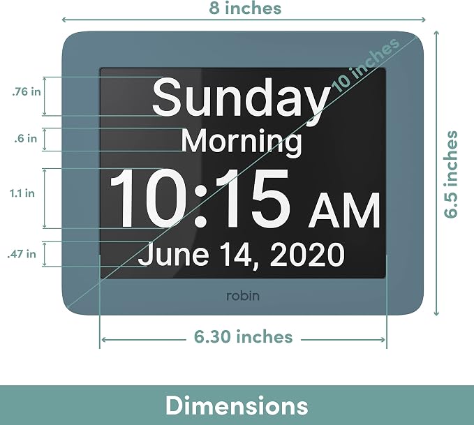 Robin Day Clock 2026 for Seniors, 8" Large Digital Calendar Dementia Clock with Talking Function, Alarms, Easy-to-Read Display for Elderly, Day Date Time, Medication Reminder, DST, Winter Blue