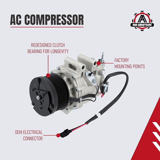 AC Compressor - A/C Compressor Compatible with Honda Civic 2006-2011, 1.8L - Replaces 38810RRBA01, 38800-RNA-A010-M, 38800-RNB-A02, 38800RNAA010M2, 38800RNAA01 - HVAC Air Conditioning Compressor