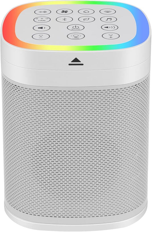 3-in-1 Bluetooth Speaker, 70 Soothing Sounds Sleep Machine, Type-C USB Rechargeable RGB Table Lamp,30-Hour Playtime, Wireless Sound Machine for Home/Party/Outdoor/Beach/Baby/Adults. (White)