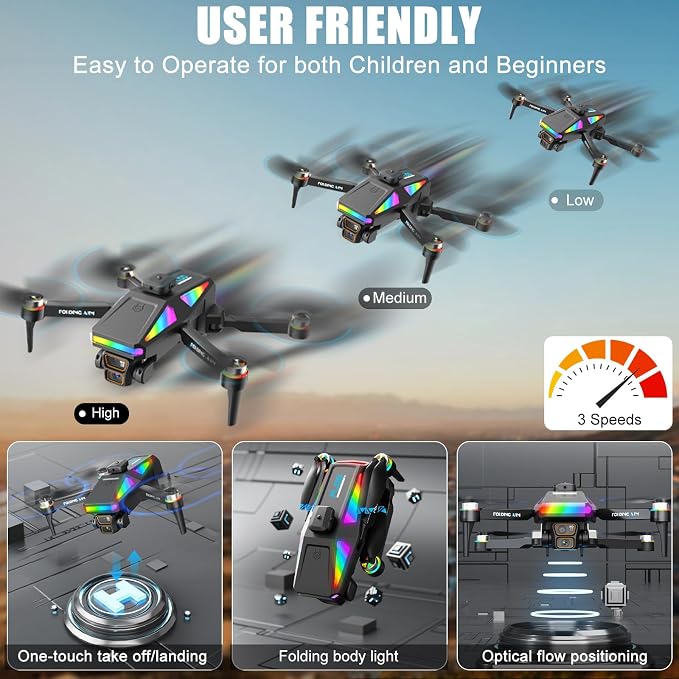 OBEST Drone With Camera 1080P Remote Control RC Quadcopter with 4.5 Inch Screen, FPV Drones for Beginners Adults Brushless Motor, 90° ESC Camera, Automatic Obstacle Avoidance, One Key Take Off/Land, 2 Batteries