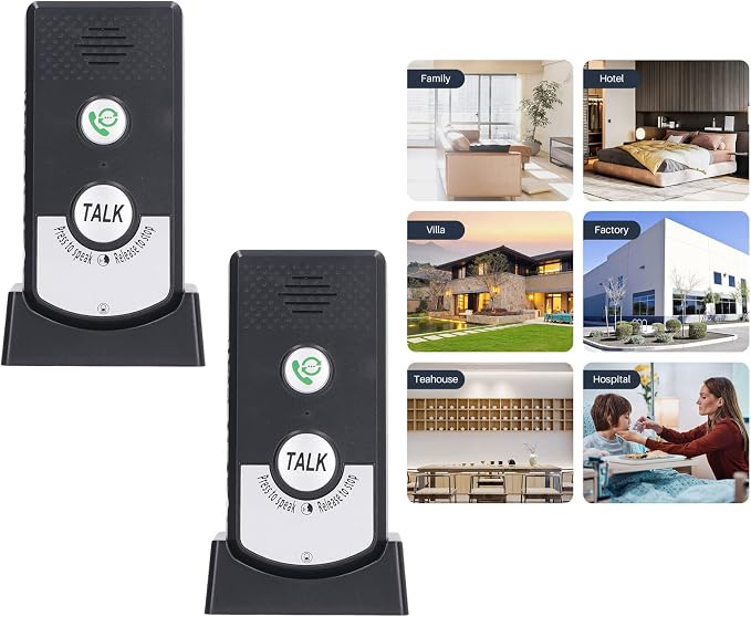 2 Way Talk Voice Intercom Doorbell Long Range Home Caregiver Pager System Indoor Outdoor Black