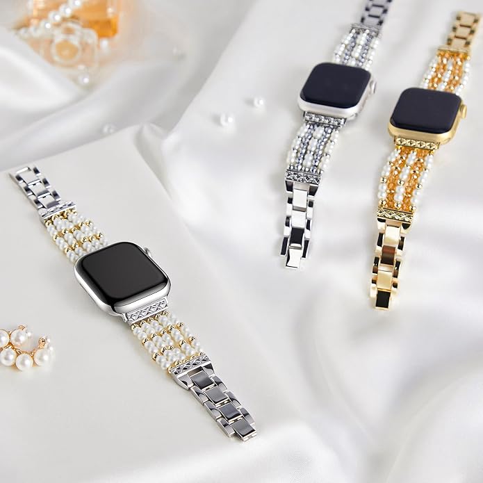 Missair Compatible with Apple Watch Band 38mm 40mm 41mm 42mm 44mm 45mm 46mm 49mm, Stainless Steel Metal Strap Women Dressy Bracelet Wristband for iWatch Series 11 10 9 8 7 6 5 4 3 2 1 SE Ultra