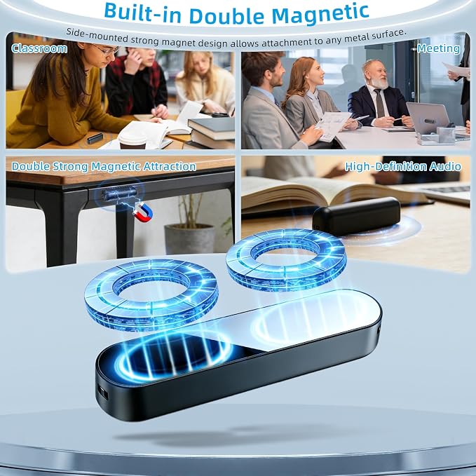 128G (9200 Hour) Magnetic Voice Activated Recorder,40 Days Continuous Recording Device,Audio Recorder with AI-Intelligent Triple Noise Reduction,Voice Recorder with Playback for Work Lectures Meeting