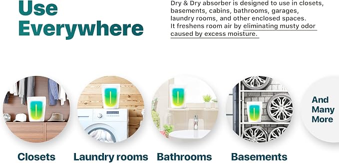 Dry & Dry [4 Packs Standing Moisture Absorbers to Control Excess Moisture for Basement, Closets, Bathrooms, Laundry Rooms - Moisture Absorbers Moisture Absorber