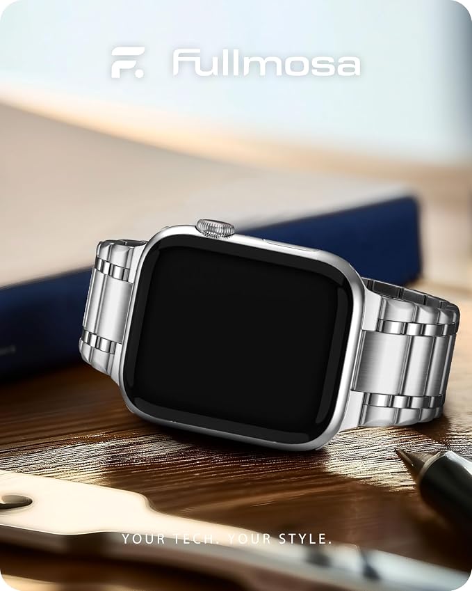 Fullmosa Bands Compatible with Apple Watch Band 41mm 40mm 38mm, Stainless Steel iWatch Band with Case for Apple Watch Series 9 8 7 6 5 4 3 2 1 SE3/2/1, Silver