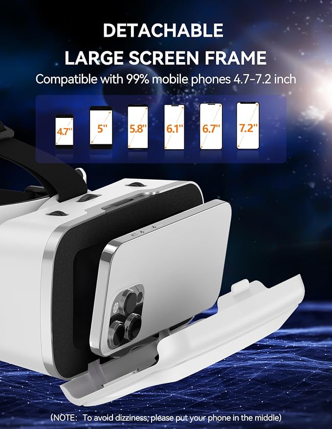 TECKNET VR Headset for Phone with Controller, Virtual Reality Headsets with HD 110°FOV Anti-Blue Light Lenses & Adjustable Gears, 3D VR Headset for Kids Compatible iPhone Samsung Android 4.7-7.2"