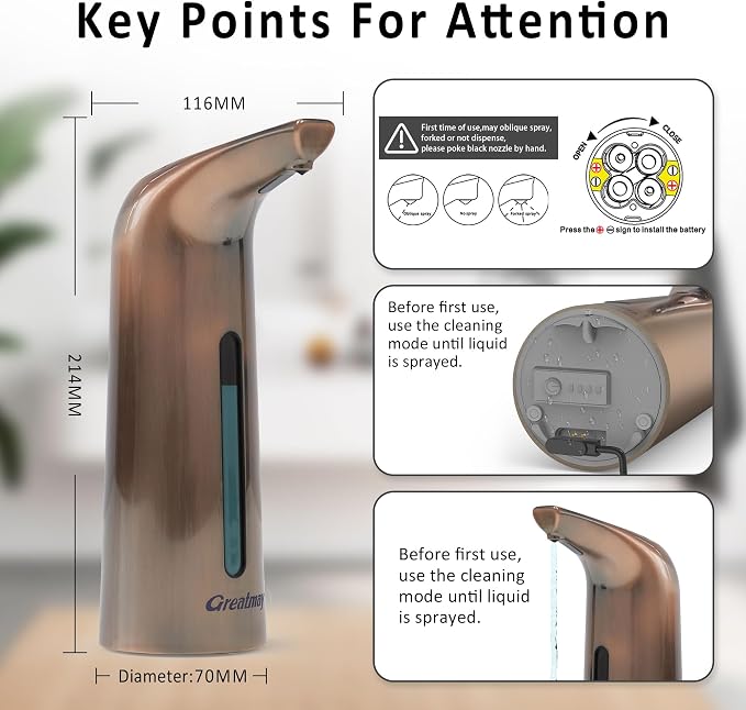 Convenient Automatic Soap Dispenser,4 Adjustable Levels Touchless Hand Sanitizer Pump with Infrared Sensor, Countertop Electric Dispenser for Bathroom,Kitchen