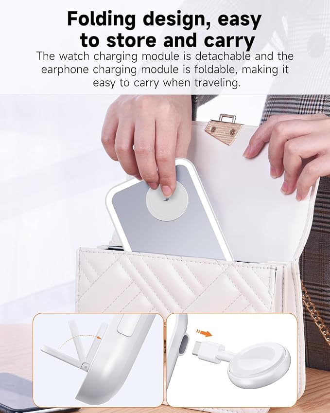 3 in 1 Wireless Charging Station for Apple Magnetic Charger Station for iPhone 16/15/14/13/12 & Apple Watch& Airpods (White)