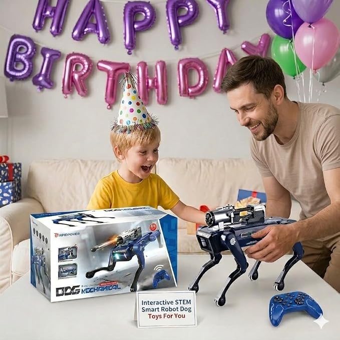 Robot Dog Toy for Kids, Interactive Smart Robotic Puppy with Voice & Remote Control, Programmable AI Pet 30+ Actions, Music & Dance, Soft Bullet Shooting, STEM Educational Birthday Gift Boys Girls