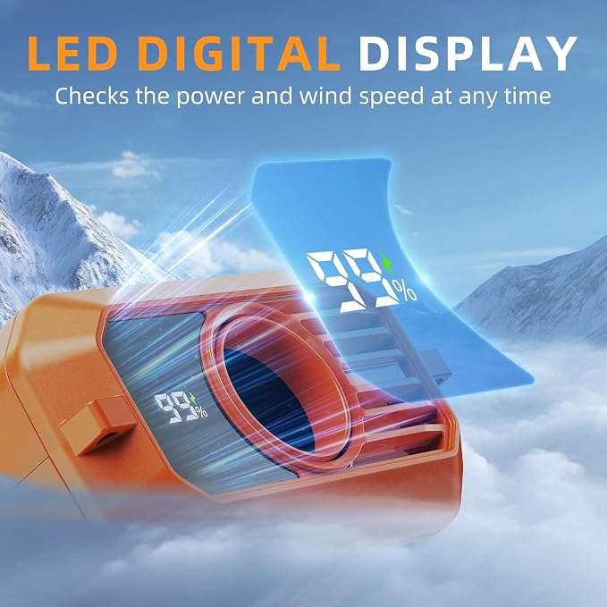 ASNUG Portable Waist Fan Rechargeable, 10000mAh Battery Powered & 45H Runtime, 10-Speed Personal Fan w/Lanyard, Flash Light, LED Display, Clip on Wearable Belt for Jogging Hiking Jobsite Warehouse
