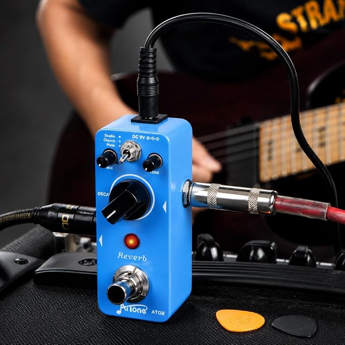 AITONE AT-02 Reverb Pedal Digital Reverb Guitar Effect Pedal with 3 Modes True Bypass for Electric Guitar