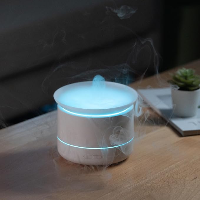 Essential Oil Diffuser for Home, 120ml Minimalist Aromatherapy Humidifier with 7-Color LED Night Light, One-Touch Control, Silent Mist Maker for Bedroom, Office, Desk (White)