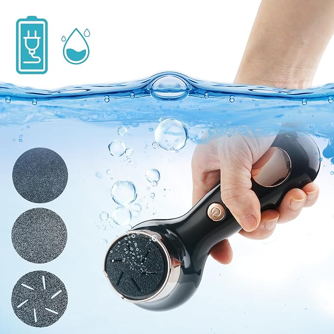 Electric Foot Callus Removers for Feet - Rechargeable Waterproof Portable Electronic Foot File Pedicure Tools for Cracked Heels Dead Skin（Blue & Black）