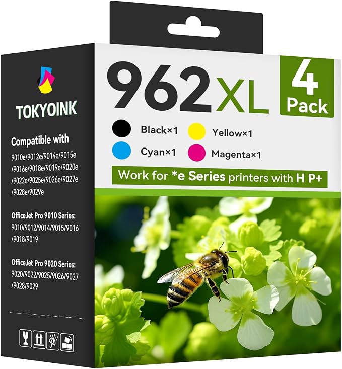 962XL 962 Ink Cartridges Replacement for HP 962XL Ink Cartridges Combo Pack HP962 HP962XL Works with OfficeJet Pro 9010e 9010 9012e 9012 9014e 9015e 9015 9018e 9020e 9020 9022e 9025e 9028e Printer