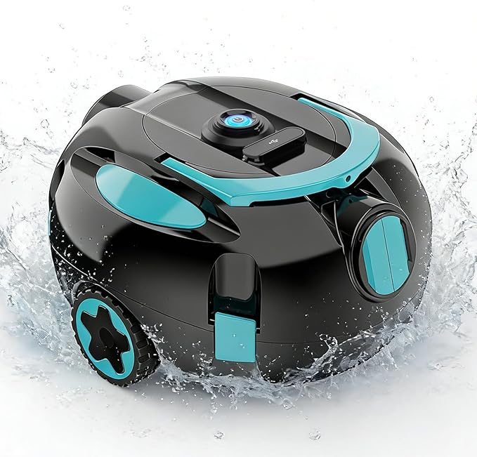 Obito H1 Robotic Pool Cleaner, Powerful Robotic Cleaner with Dual Suction Inlets, Cordless Automatic Pool Cleaner for Cleaning the Bottom of the Pool, 130-Min Runtime (Cannot Climb Walls)