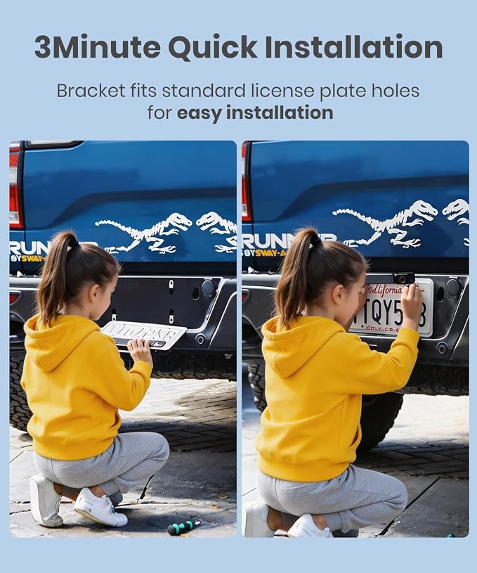 AUTO-VOX 2 Solar Wireless Backup Camera: 1Min Quick Install, Dual Antenna for Stable Real-Time View, 6" Dual-Split Screen with 1080P Color Night Vision, Long Battery Rechargable for Car Truck Trailer