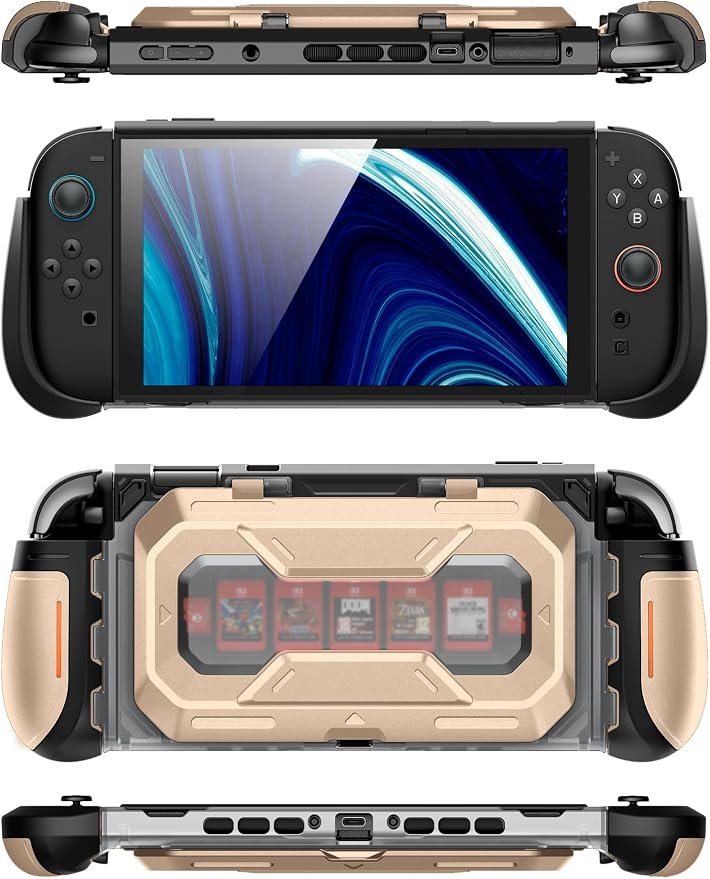 Mumba Dockable for Nintendo Switch 2 Case with Flip Stand, [Titan] Ergonomic Switch 2 Grip Protective Cover Holds 5 Game Cards & 2 TF Cards TPU Accessories and Quick-Release Joy-Con Design (Desert)