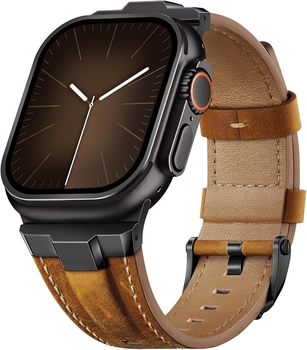 Suitisbest Leather Band Compatible for Apple Watch Ultra Band 49mm 46mm 45mm 44mm 42mm 41mm 40mm, Genuine Leather Replacement Strap for iWatch series 11 10 9 8 7 6 5 4 3 2 1, SE 3 2 1, Ultra 3 2 1