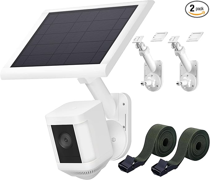 Wall Mount for Cameras and Solar Panels, 2-in-1 Mount for Ring, Blink, Eufy, Arlo, Wyze, etc Solar Panel and Cam, with Ring Stick Up Cam/Spotlight Cam/Plus/Pro(Battery), Adjustable Angle (2 Pack)