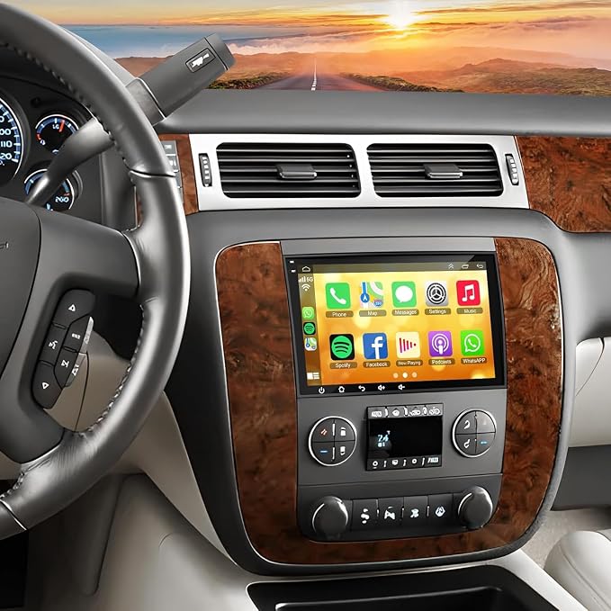 6G+128G 8-core Car Radio for 2007-2012 Chevrolet Chevy Silverado Impala, GMC Sierra Acadia Enclave Yukon, Buick 8" IPS Touch Screen Car Stereo with GPS, CarPlay/Android Auto, Backup Camera/DSP/SWC
