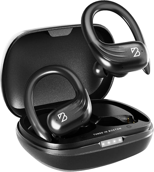 Back Bay Audio Runner 60 Wireless Running Earbuds, 80 Hour Long Battery Life Over the Ear Earbuds with EarHooks, Wrap Around Earphones Wireless Bluetooth Earphones with Microphone, in Ear Headphones