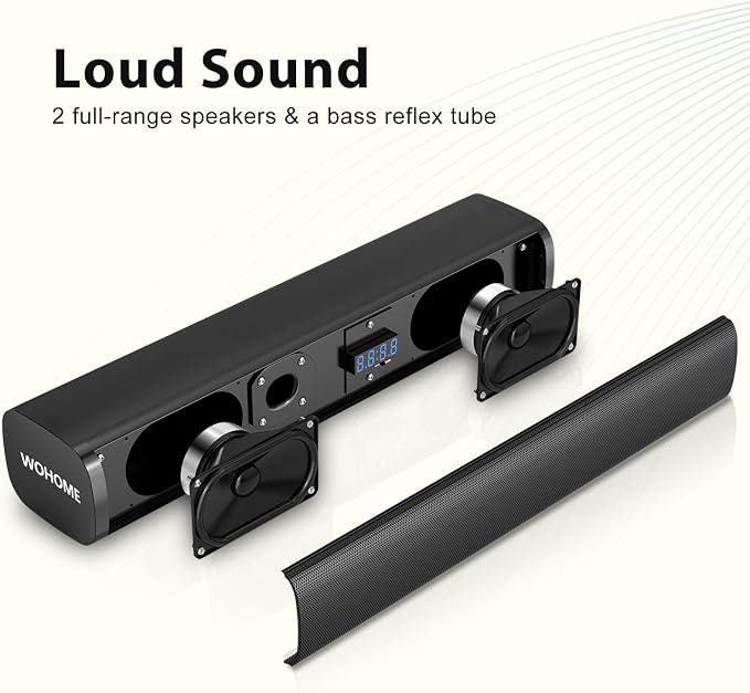 Sound Bar for Smart TV with Wired Subwoofer, 2.1 CH Small TV Soundbar Speakers, Support Bluetooth 5.3/ARC/Optical/AUX/USB Connectivity, S100 Pro, Black