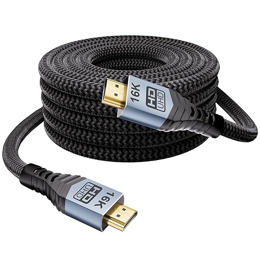 16K 10K 8K HDMI 2.2 Cable 6.6FT/2M, 96Gbps Ultra High Speed Hdmi Braided Cord Support 16K@60Hz 8K@240Hz 4K@480Hz, HDCP 2.2 & 2.3, HDR 10,eARC, DTS:X, for Roku TV/PS5/Blu-ray, Home Theater