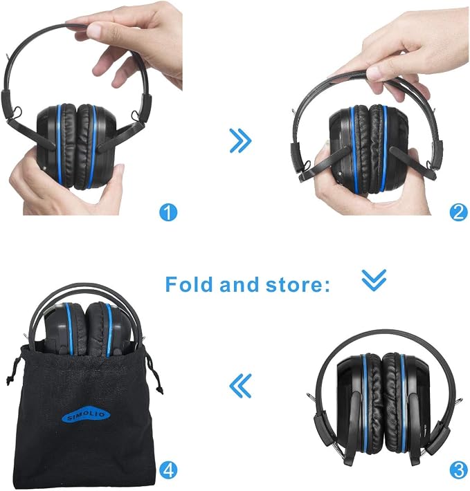 SIMOLIO 4 Pack IR Headphones for Car DVD, Wireless Car Headphone for Kids, Not Bluetooth, Dual Channel Universal Infrared Headphonefor uConnect VES, Dodge, Honda Odyssey, Town and Country, GMC Yukon