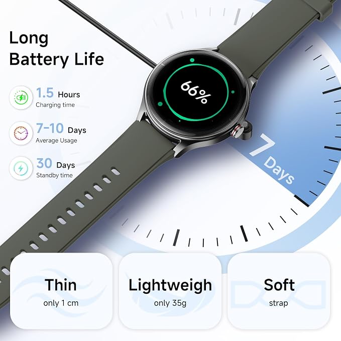 Woneligo Smart Watch for Men,1.57inch AMOLED Touchscreen Fitness Watch for iPhone & Android,Heart Rate/Sp02/Sleep Monitor,110+ Sport Modes IP68 Waterproof Bluetooth Calls (Green, 1.57)