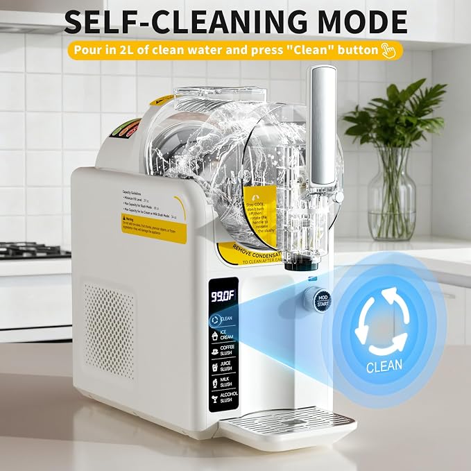 Ice Cream Machine Frozen Drink Maker, Slushie Machine for Home - Slushy Machine Maker No Ice Needed Self Cleaning, 5 Preset for Soft Serve Ice Cream, Slushie, Margarita, Frappés, Milkshake