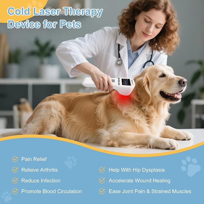 Cold Laser Therapy for Dogs 4x808nm and 16x650nm Veterinary Laser Therapy Machine, Red Light Laser Therapy for Pain Relief Arthritis Muscle Joints, Pet Laser Therapy at Home for Dogs, Cat and Horse