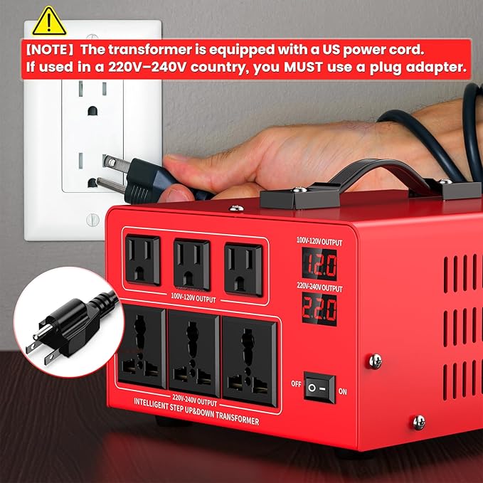 4000W Voltage Transformer Power Converter(110V to 220V, 220V to 110V) Step Up/Down Converter 110/120 Volt - 220/240 Volt w/US Power Cord, LCD Display, 3 US Outlets, 3 Universal Outlet