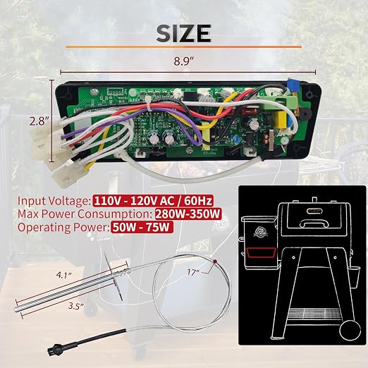 Upgraded WiFi PID Trapezoid Control Board with Smart APP Control for Pit Boss Wood Pellet Grill Lexington 540/Classic 700/Austin XL 1000/440FB1 Matte Black Models, RTD Temperature Probe