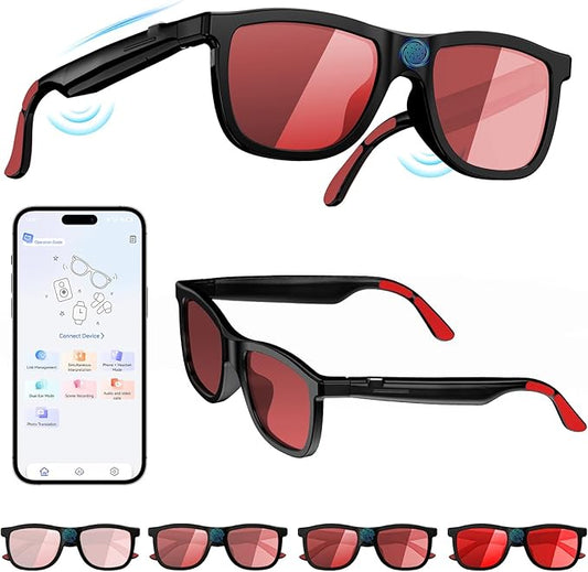 2026 Smart Audio Glasses with Electrochromic Lenses, Adjustable Tint Sunglasses for Driving,Travel,Daily Use,Open Ear Bluetooth 5.4, AI Translation, Premium Tech Gadget Gift for Men Women