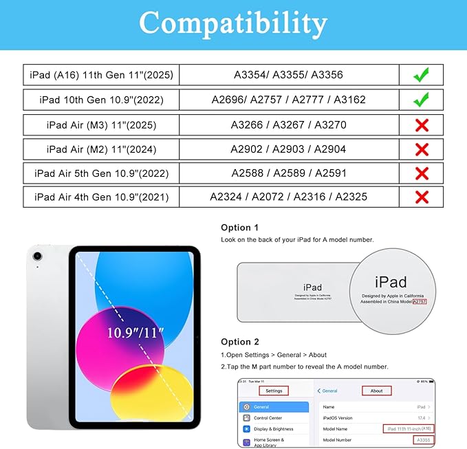 Soke for iPad (A16) 11th/10th Generation Case with Keyboard(2025/2022)-7 Color Backlight Wireless Detachable Folio Keyboard Cover with Built-in Pencil Holder for iPad 11/10.9 inch, Sky Blue