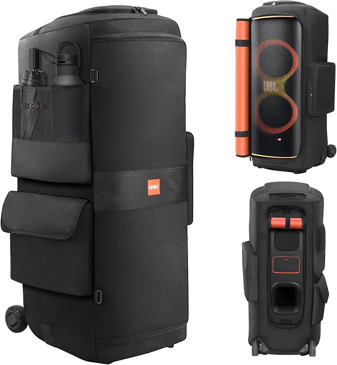 LEFOR·Z Speaker Case Compatible with JBL PartyBox 720,Bottomless Speaker Dust Cover Storage Bag Fits for JBL PartyBox 720 for Outdoor Travel,Black+Orange,Portable Cover Only(Without Wheels)