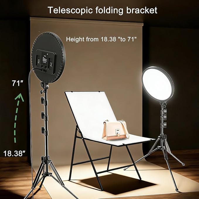 Large Barber Light with72 inch Stand, 55W 6500K Full-Screen Selfie Light Ring with Tripod 360 Phone Holder,Remote Controller,Box Black, (black-011,13)