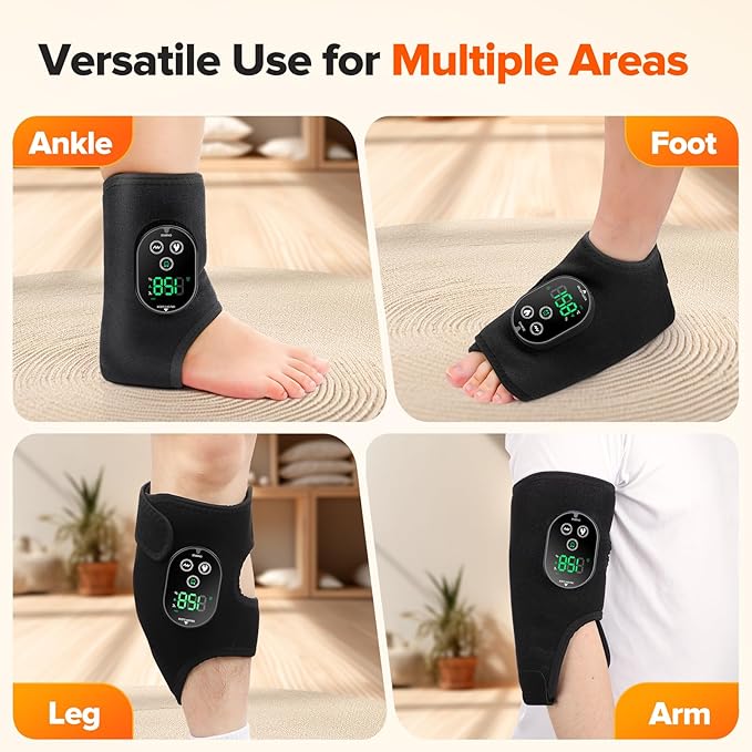 Cordless Neuropathy Foot Massager, Ankle Massager for Pain Relief, Ankle Heating Pad Plantar Fasciitis Relief, Black